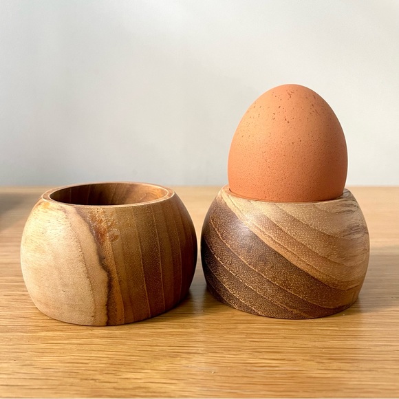 Designer Teak Wood Serving Tray, Flower Vase, and Egg Holders - Picture 6 of 8